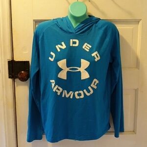 Under Armour YXL blue white heatgear hoodie